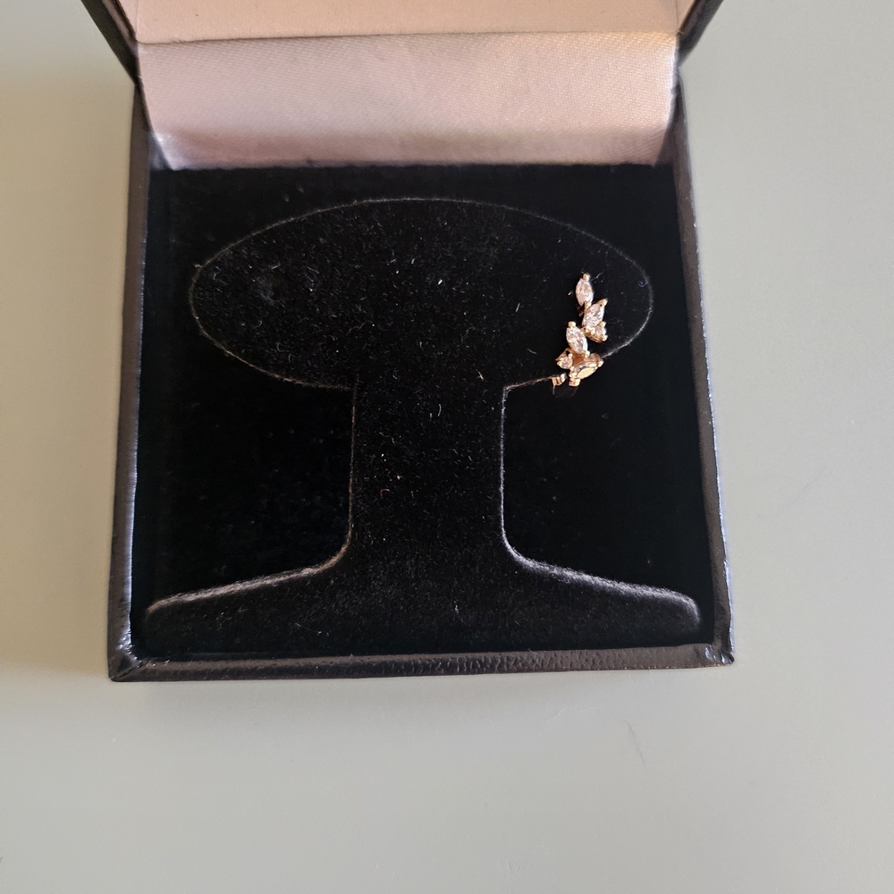 10k Gold Diamond Marquise Huggie Hoop Earrings